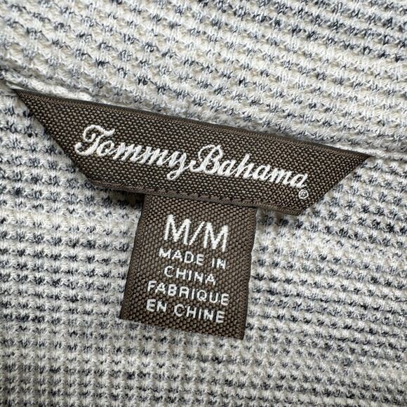 Tommy Bahama Sweater Womens Medium Cream Gray Marled 1/2 Zip Coastal Pullover - Picture 2 of 7